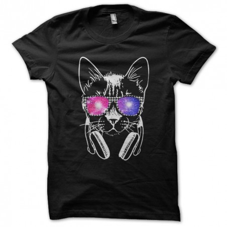 cat shirt sunglasses reflection galaxy black sublimation