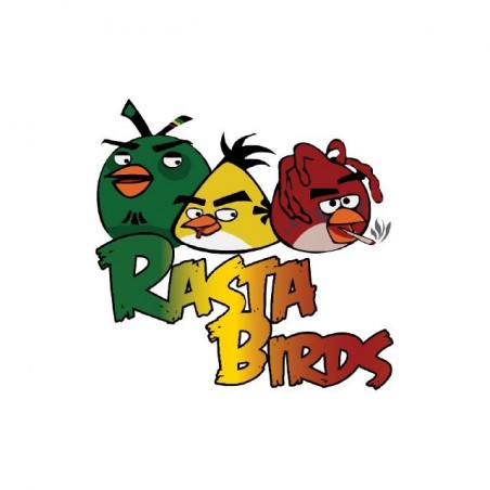 T-shirt Angry Birds parody Rasta Birds white sublimation