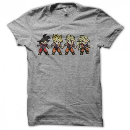 Tee shirt Son Goku evolution pixel art gris sublimation