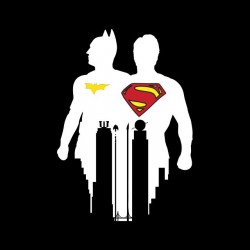 tee shirt batman et superman logo effets ombre  sublimation