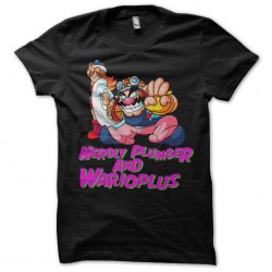 t-shirt nerdly plumber and warioplus black sublimation