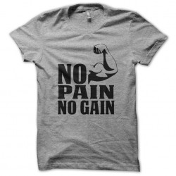 tee shirt no pain no gain gray sublimation