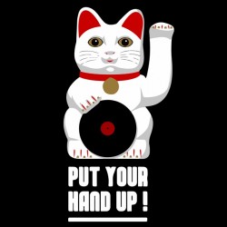 tee shirt puit your hands up logo lucky cat black sublimation