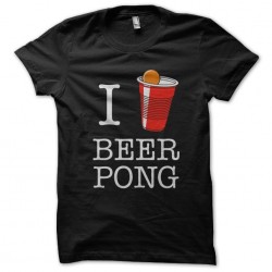 tee shirt I love beer pong black sublimation
