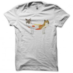 T-shirt cat and dog siamese twins white sublimation