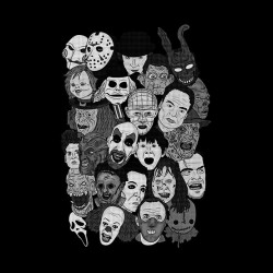 tee shirt horror movie characters black sublimation