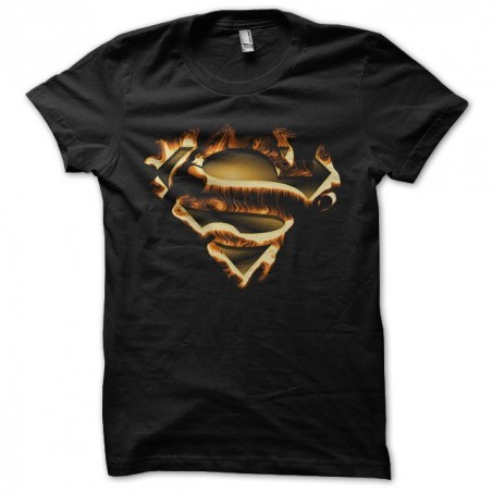 tee shirt superman logo in fire black sublimation