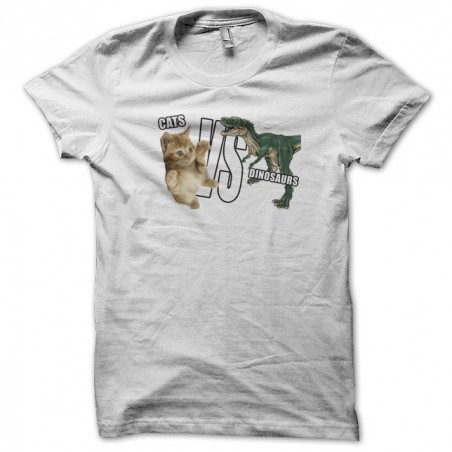 tee shirt Cats Versus Dinosaurs white sublimation