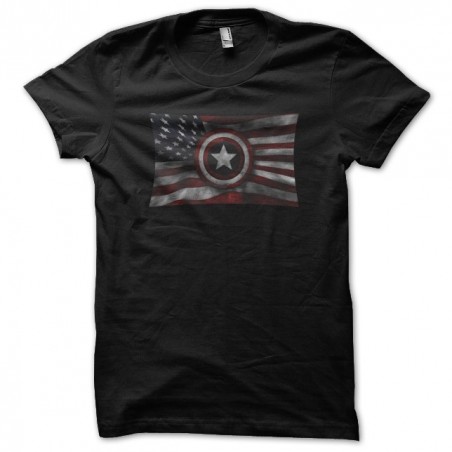 Captain America flag black sublimation t-shirt