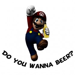 t-shirt mario bros do you wanna white beer sublimation