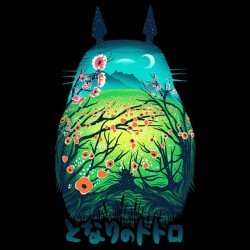 Totoro artistic black sublimation t-shirt