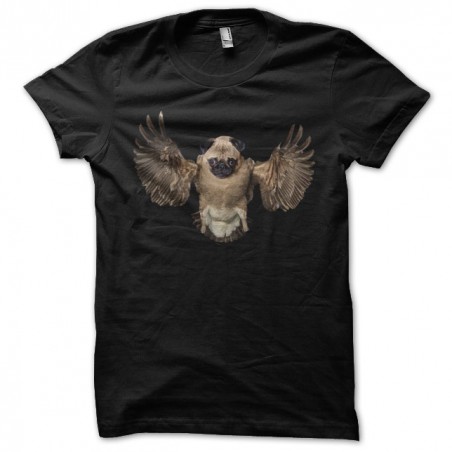 pug bird black sublimation tee shirt