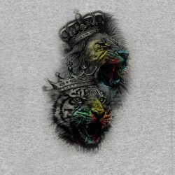 tee shirt the lion and the tiger design art gris sublimation