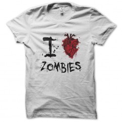 tee shirt I love zombie white sublimation