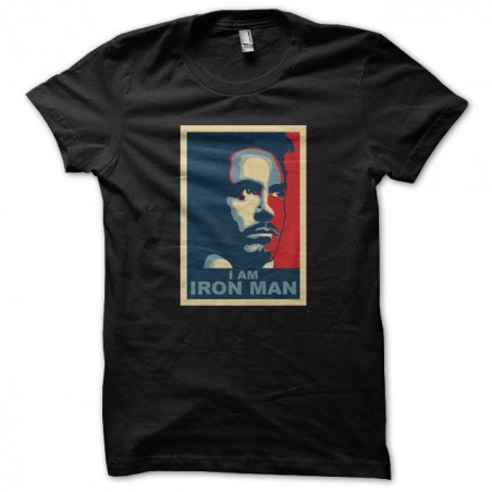I AM IRONMAN obama style black sublimation t-shirt
