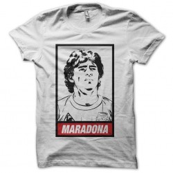 Diego Maradona parody Obey white sublimation t-shirt