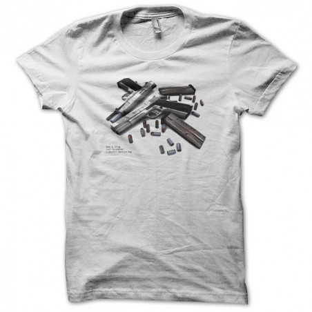 T-shirt guns fingering white sublimation