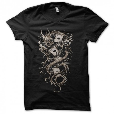 Dragon t-shirt and poker card black sublimation tattoo version