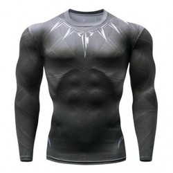 black panther fitness shirt gym compression sublimation