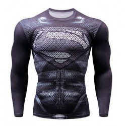 tee shirt dark superman moulant compression gym sublimation