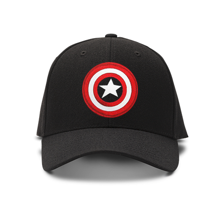 casquette Captain American noir broderie de couleur noire