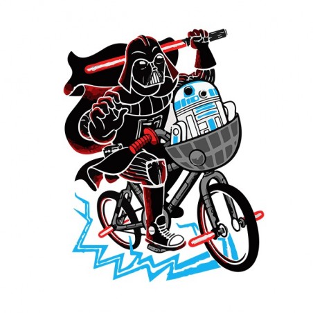 Dark vader and R2d2 T-shirt in white sublimation bike