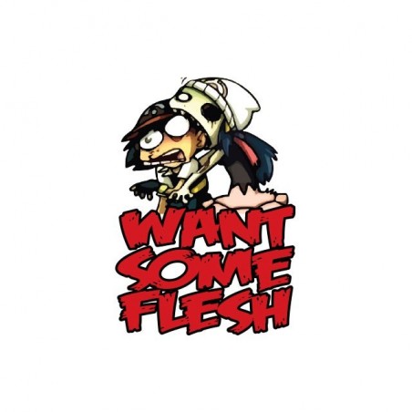 Zombie t-shirt want flesh parody Pokemon white sublimation