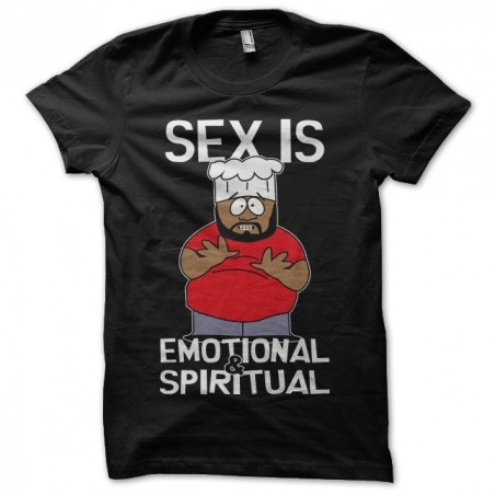 South Park t-shirt parody Chef sex is emotional & spiritual black sublimation