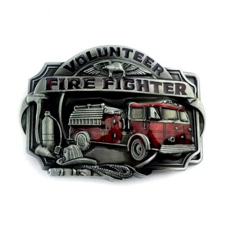 fire fighter belt buckle with optional leather belt