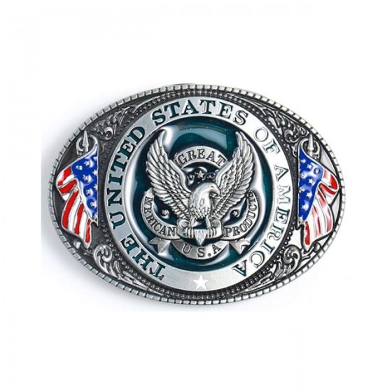 united state of america belt buckle with optional leather belt