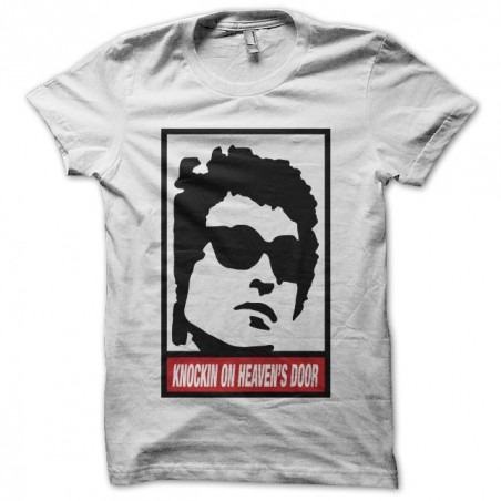 Bob Dylan Knockin t-shirt on heaven's door parody Obey white sublimation