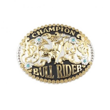 bull rider champion belt buckle with optional leather belt