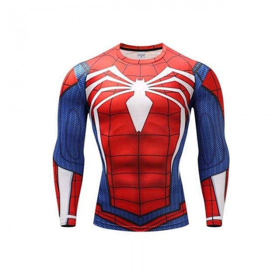 tee shirt spiderman premium moulant compression gym sublimation