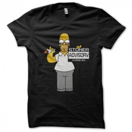 T-shirt stoner advisory extreme high Parody Homer simpson white black sublimation