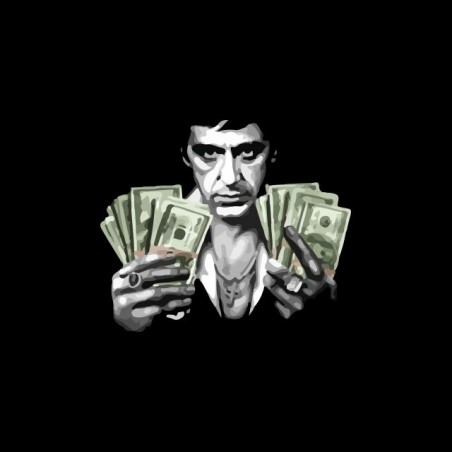 Scarface t-shirt Tony Montana tickets dollars black sublimation