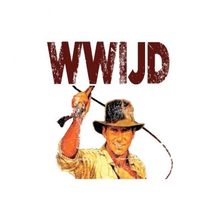 What Would Indiana Jones Do vintage artwork white sublimation t-shirt