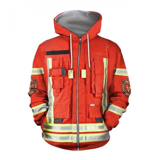 Fireman jacket red hoodie 3d