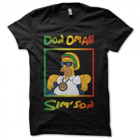 Homer Simpson parody rasta Don Omah Sim'son black sublimation t-shirt