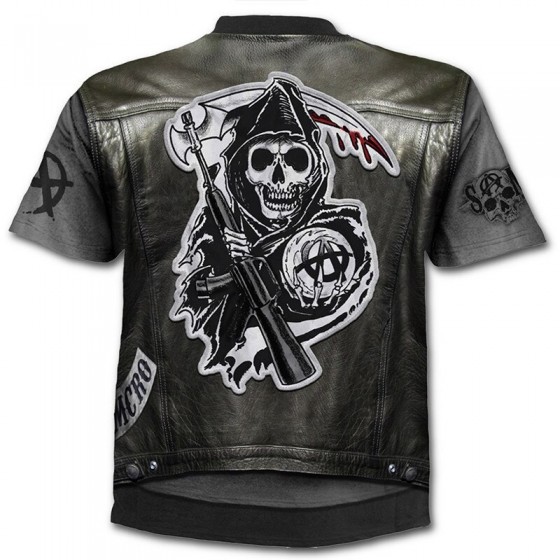 Tee shirt sons of anarchy faux gilet 3d