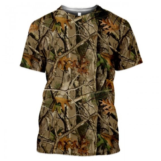 Tee shirt de chasse camouflage manches courtes