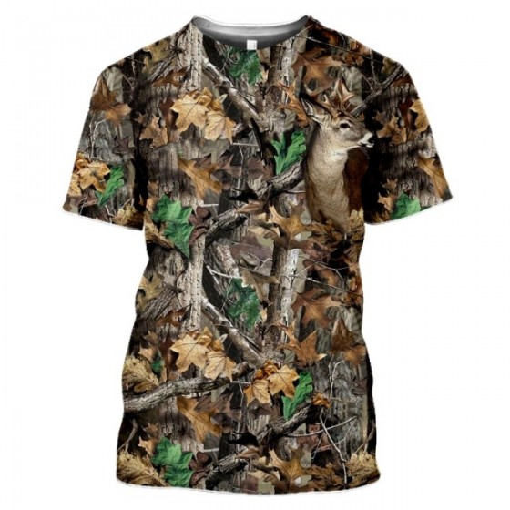 Tee shirt de chasse camouflage manches courtes