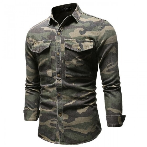 Denim army camouflage shirt