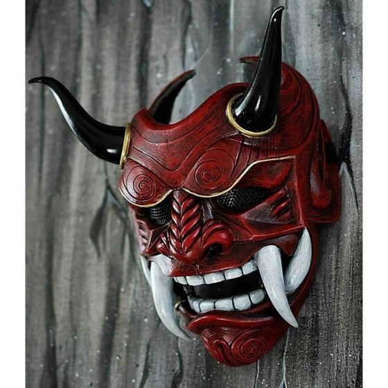 Masque samourai en latex cosplay Hannya démon Oni samouraï Noh Kabuki Prajna