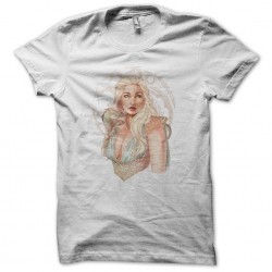 The Iron Throne Daenerys Targaryen portrait drawing white sublimation t-shirt