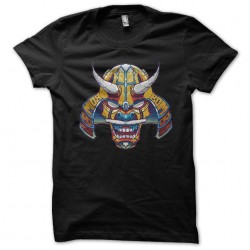 Japanese samurai mask black sublimation t-shirt