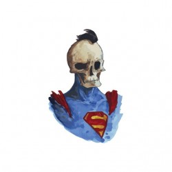 Tee shirt dessin squelette punk en Superman  sublimation
