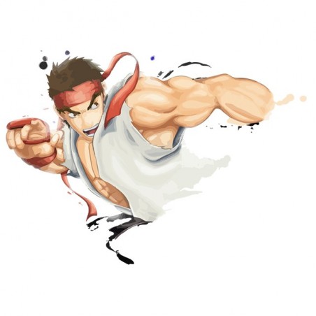 Ryu Street Fighter illustration white sublimation t-shirt