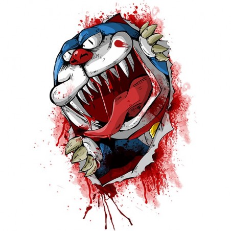 Doremon t-shirt in white zombie sublimation