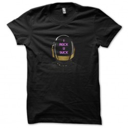 Daftpunk I rock u suck parody t-shirt in black sublimation