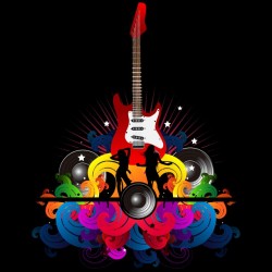 Tee Shirt Drawing Electric Guitar in Black Sublimation